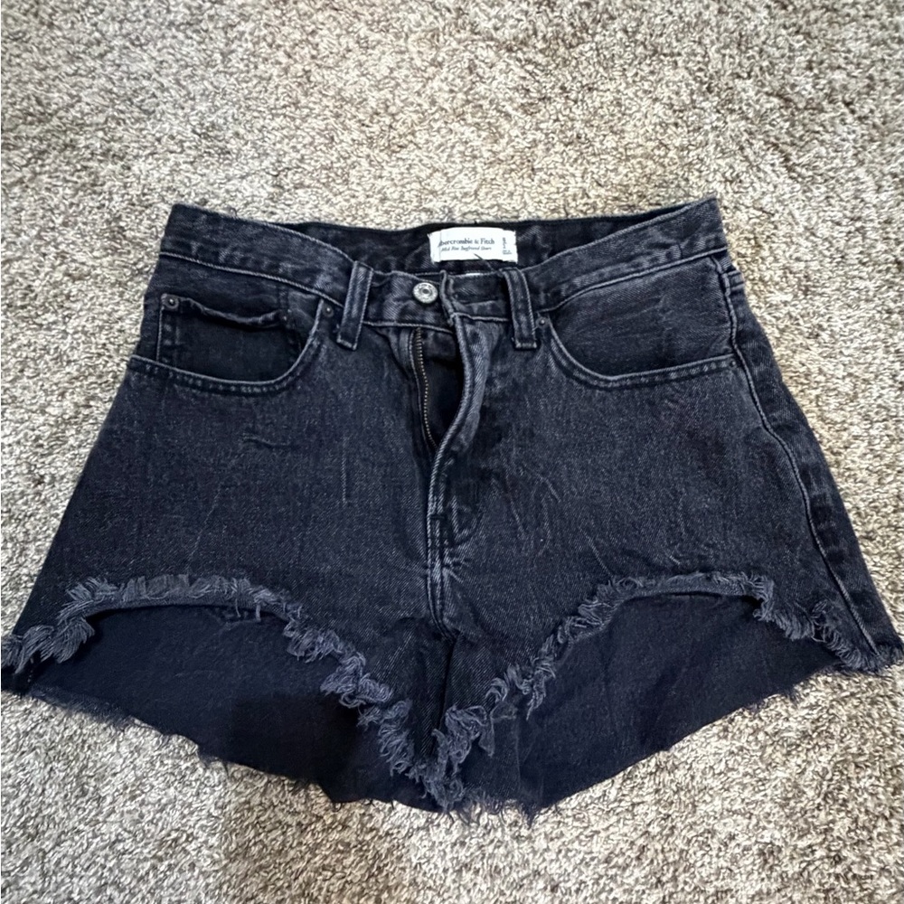 Abercrombie & Fitch Black Distressed Denim Cutoff Shorts